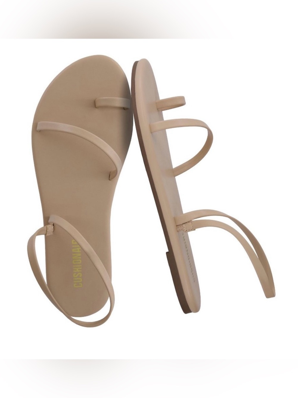 NWOT Cushionaire Chai Nude Strappy Flat Sandals Size 10